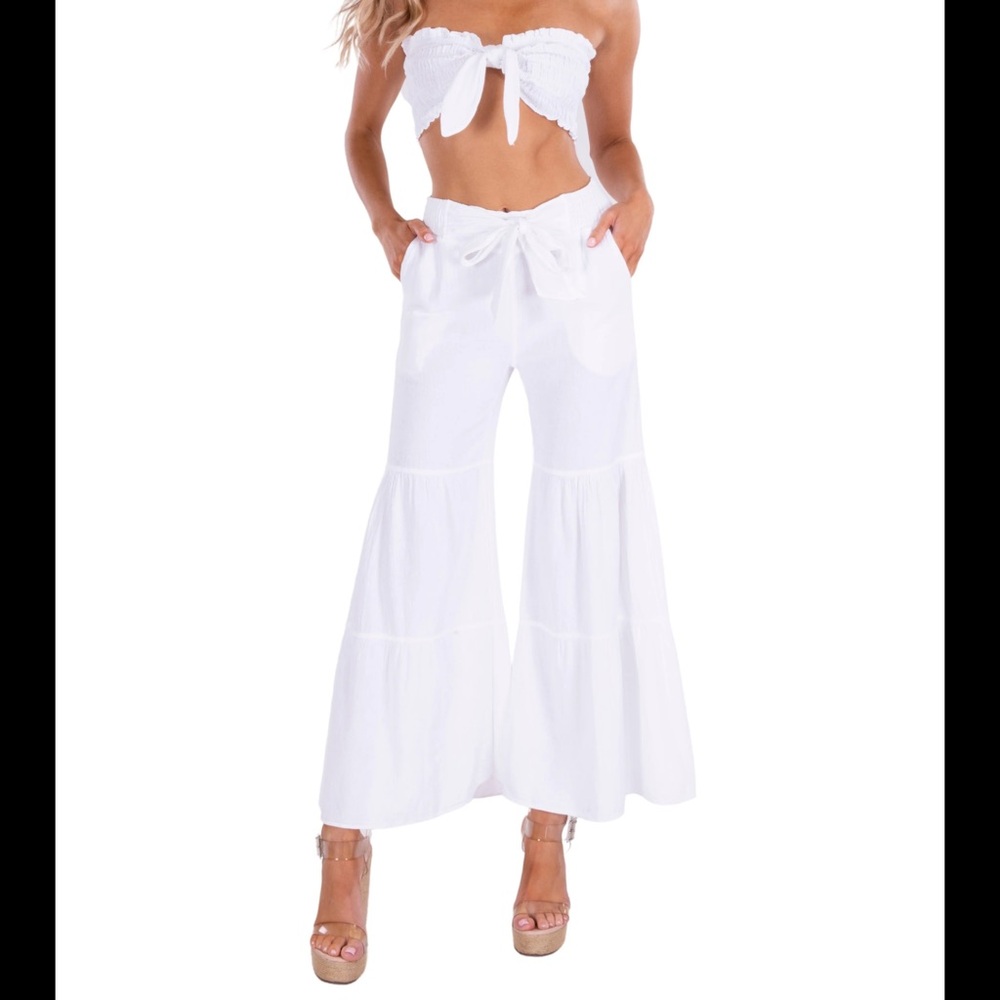 White Peruvian, cotton flare pants